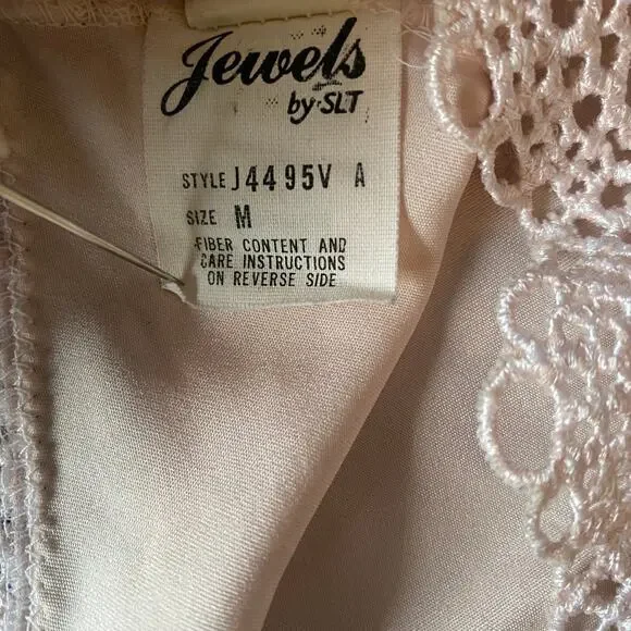 Vintage 80s Gold Label Victoria's Secret VS Baby Pink Scalloped Lace Eyelet Cami - Picture 10 of 11